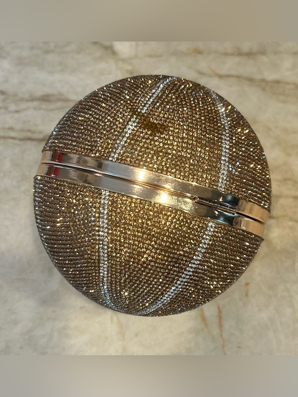 Sparkly Rhinestone Basketball Clutch Purse | Crystal Evening Bag | Wristlet - Picture 2 of 4